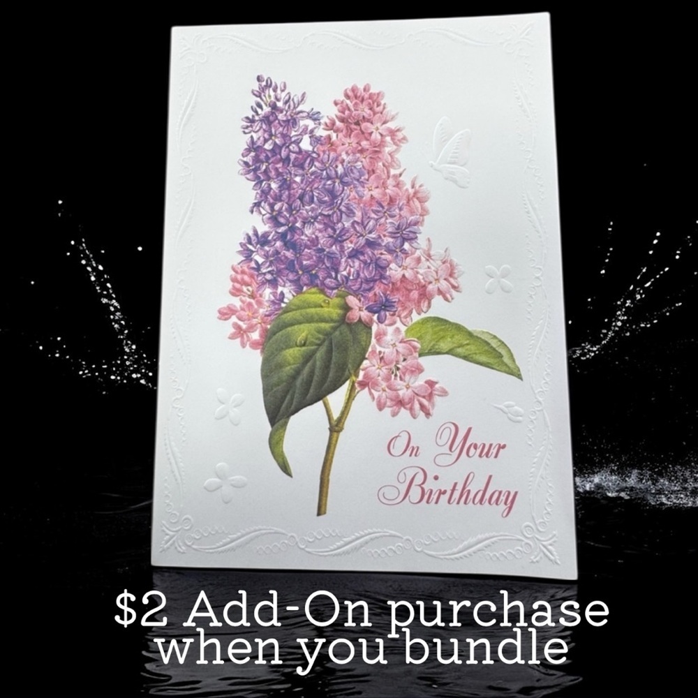 $2 Add-On 🆕Elegant Lilac Birthday Card with Embossed Design